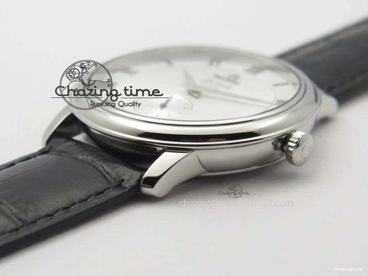 0205 Flexible De Ville MK 1:1 Best Edition SS White Dial On Black Leather Asian Seagull T1701 (Sec@6) 8244